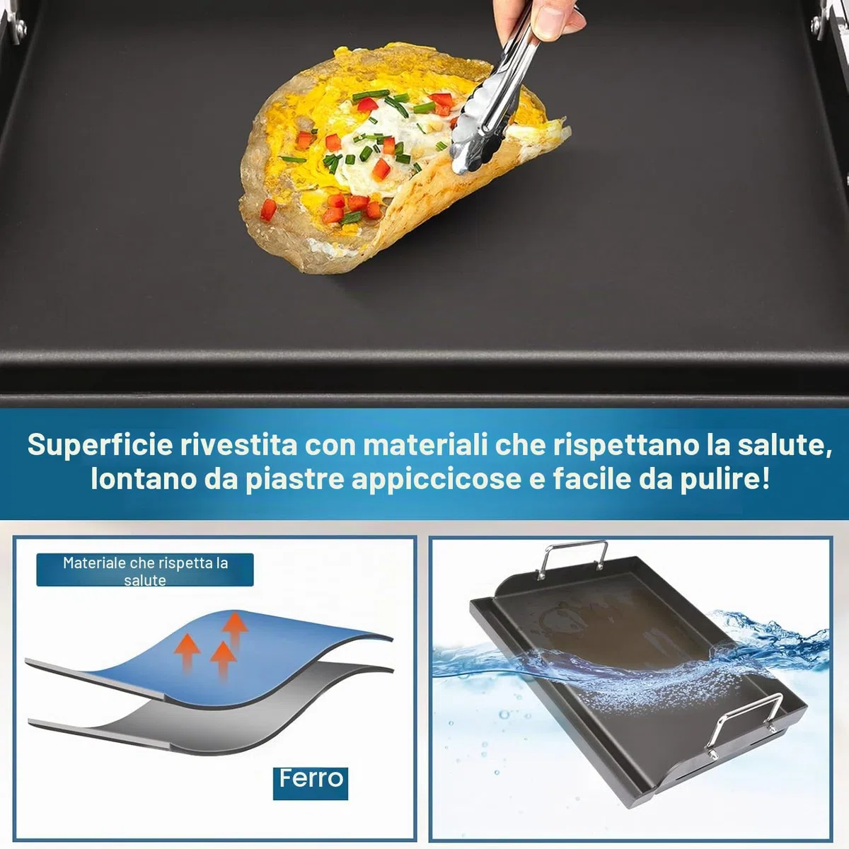 Denmay Piastra universale Plancha, 63,5 x 40,6 cm, per barbecue a gas, barbecue a carbonella, griglia elettrica e altro, rivestimento antiaderente per Weber, grande rettangolare universale