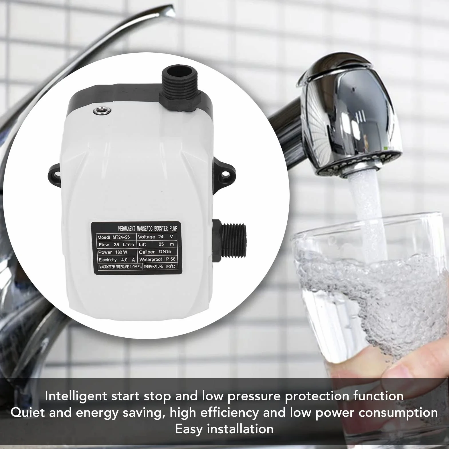 Pompa a Pressione Dell'Acqua Alta 180 W - Booster per Aumento Pressione e Trasferimento Acqua in Camper e Casa