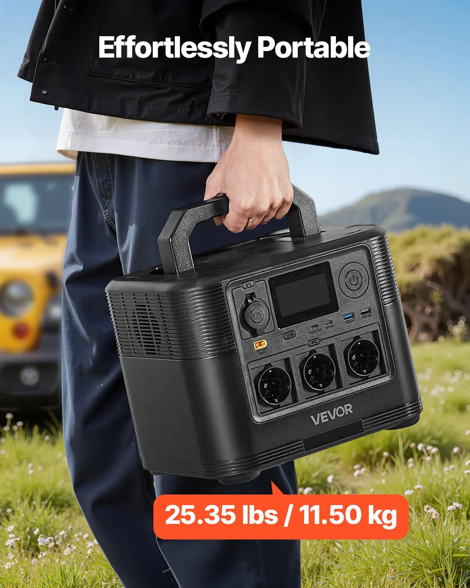 VEVOR Centrale Elettrica Portatile Generatore Solare 1200 W Stazione Elettrica Batteria di Backup LiFePO4 806 Wh con 9 Porte di Uscita per Campeggio Viaggio Emergenza, Pannello Solare Non Incluso