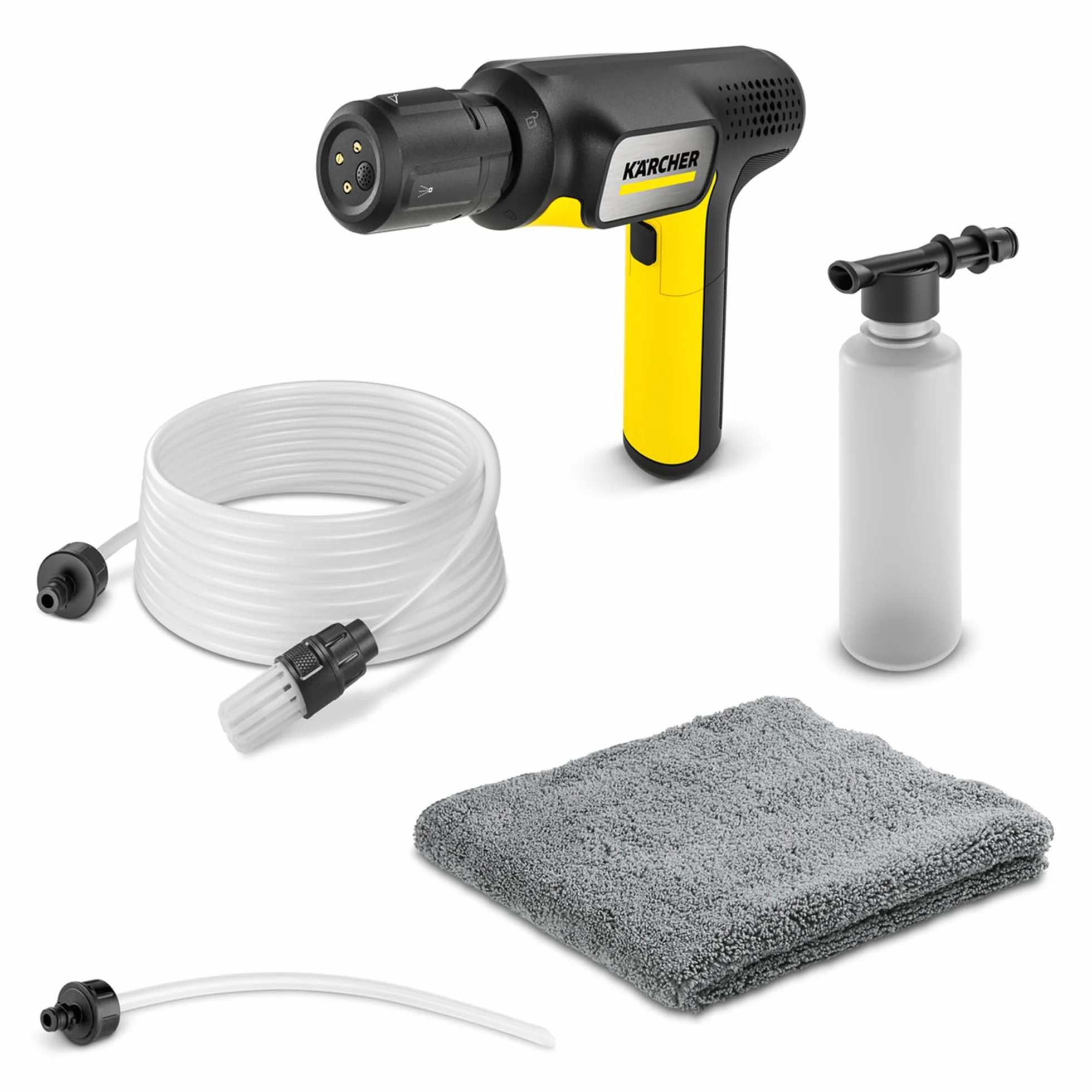 KÄRCHER idropulitrice portatile OC Handheld Compact BA, pressione media, 15 bar, pieghevole, porta USB-C, portata: 150 l/h, peso: 0,8kg, 4-in-1 Multi Jet, tubo aspirante (5m), adattatore per bottiglie