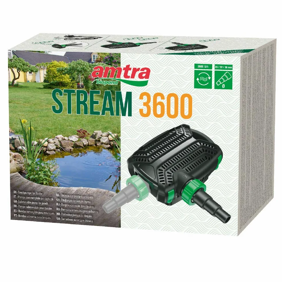 Amtra Pond Stream 6000 - Pompa per laghetti 6.000l/h, H.Max 4,2m 40 Watt
