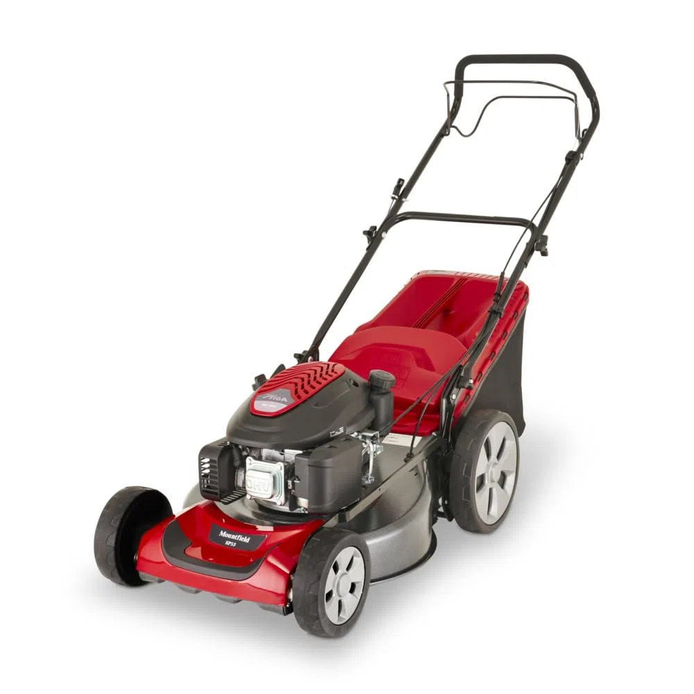 Mountfield Tosaerba a Benzina Semovente SP53 a, 166 cc, 51 cm – Regolazione Altezza Centralizzata, Funzione Mulching, Manubrio Pieghevole – Per Giardini fino a 650 m²