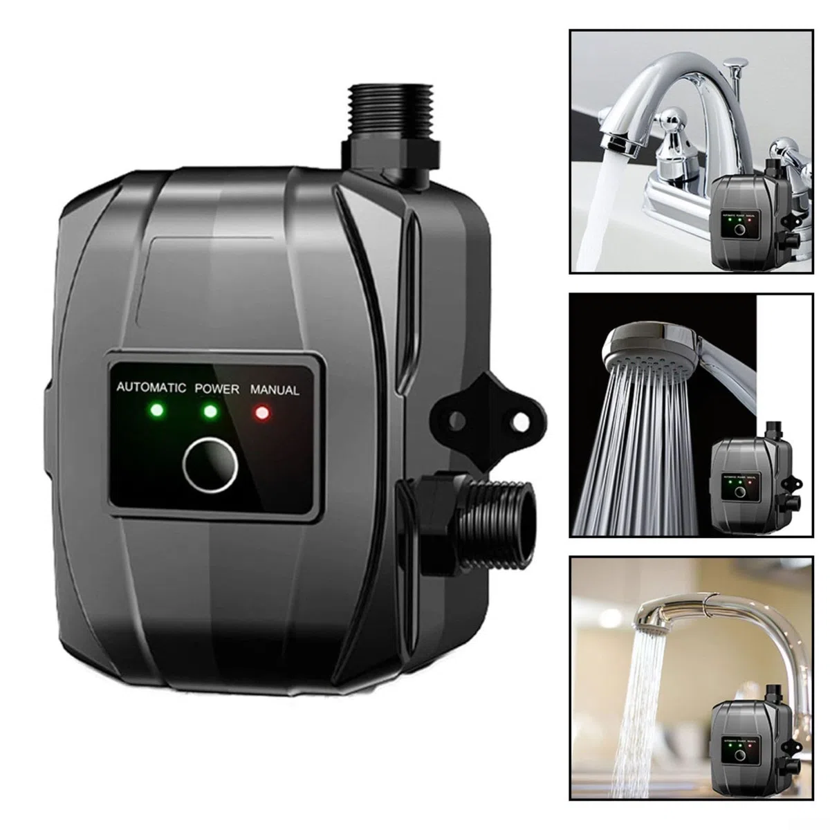 Pompa Booster per Pressione Acqua Completamente Automatica Design Compatto Funzionamento Silenzioso Pressione Acqua Regolabile per Uso Domestico e Giardino 12,5x9x12 CM (US)
