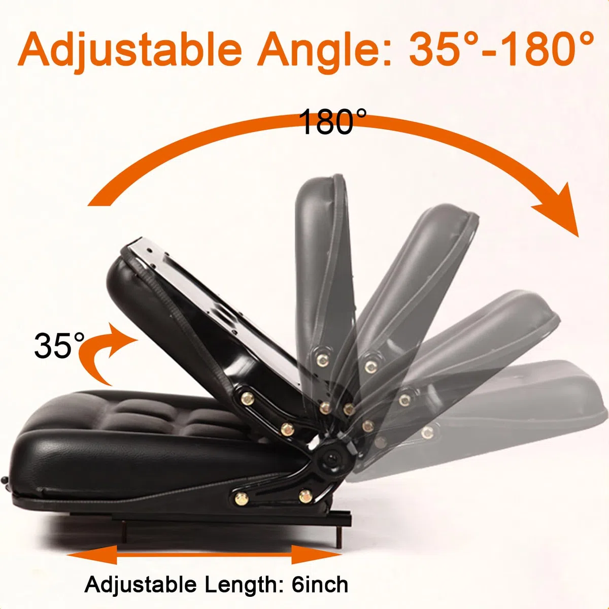 Sedile universale per carrello, sedile trattore pieghevole con schienale regolabile, cintura di sicurezza per tosaerba in PVC per escavatore, pale compatta, terna per escavatore, bulldozer, pale