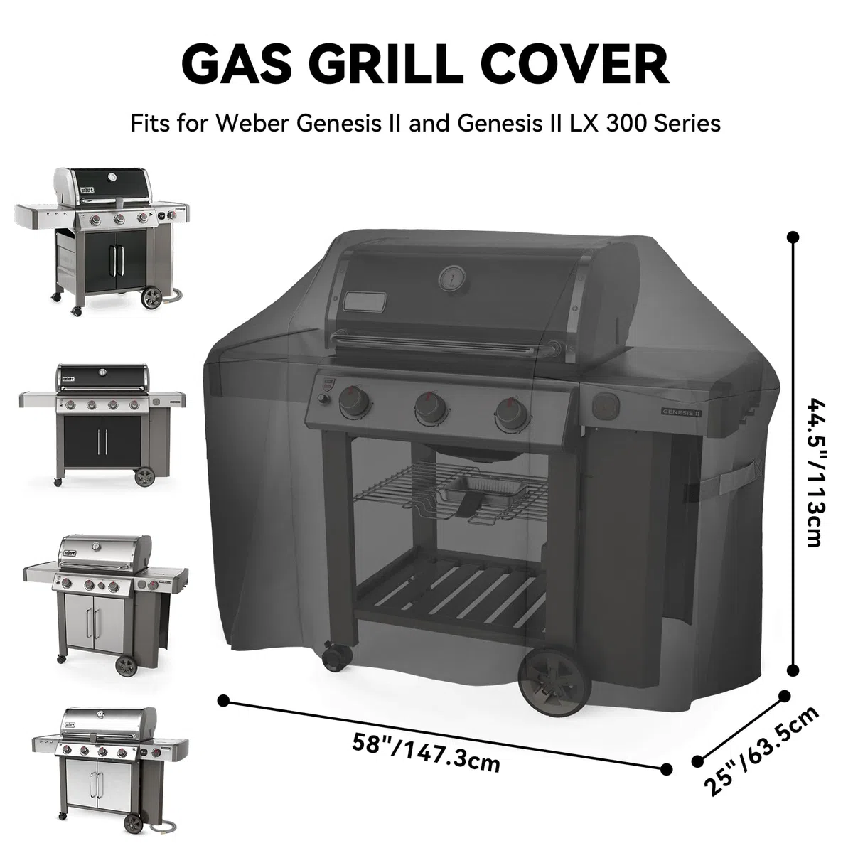 onlyfire Cover Copertura per Barbecue (per Weber Genesis & II & II LX 300), Resistente agli Agenti atmosferici, Anti-dissolvenza