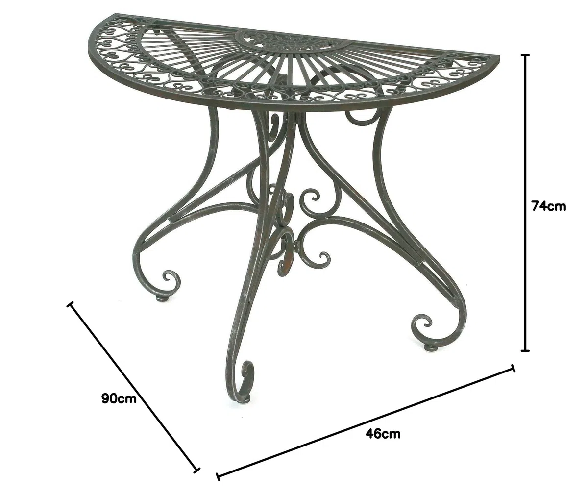 DanDiBo - Tavolino da parete semicircolare, in metallo, 90 cm, 130434