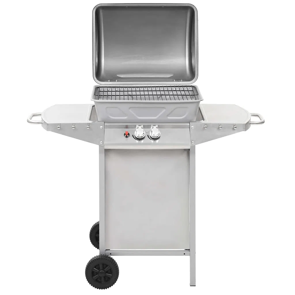 Homgoday Barbecue a gas con 2 zone di cottura, in acciaio inox, colore argento