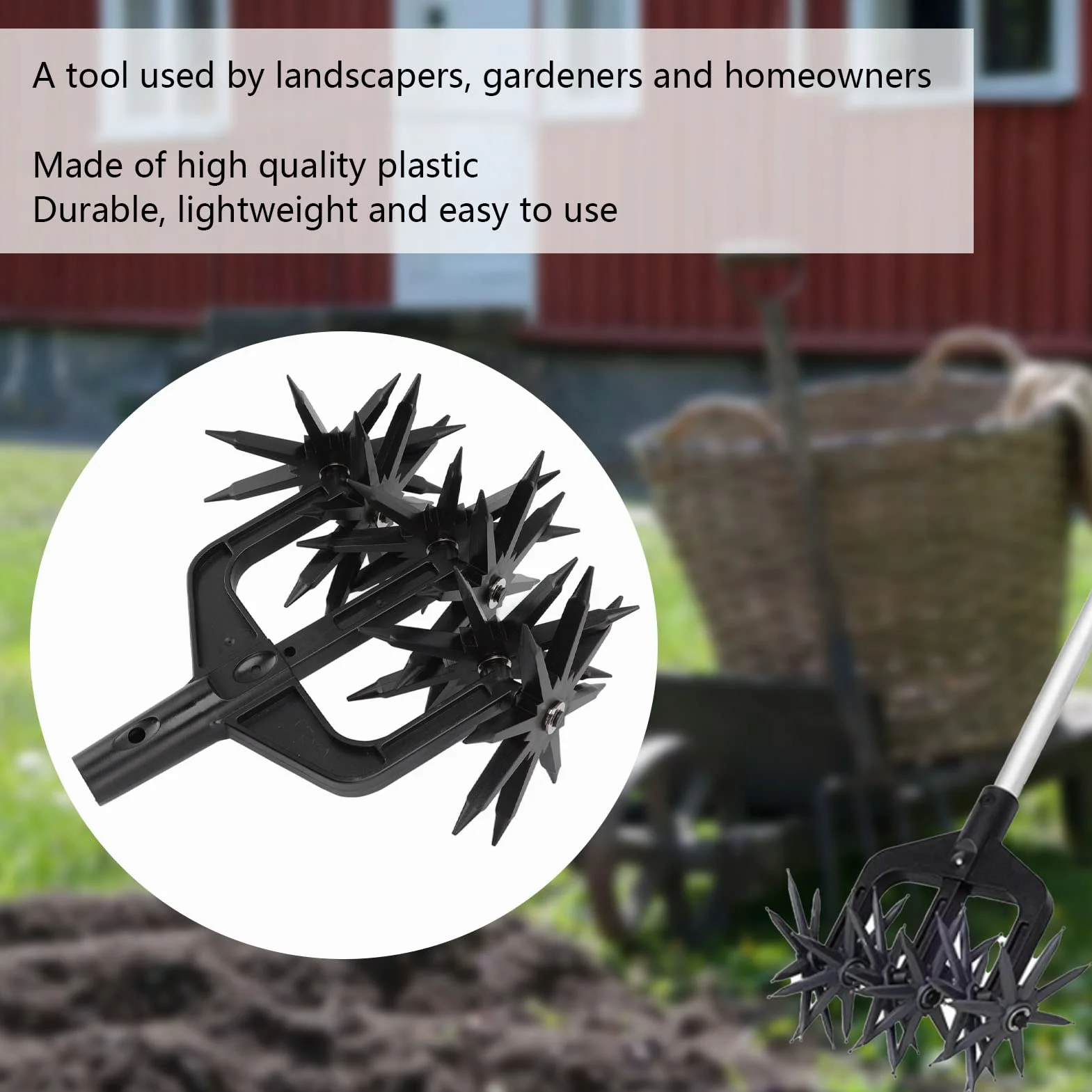 Coltivatore Rotativo da Giardino, Strumento Scarificatore per Terreno da Giardino 2 in 1 Rimovibile, Fresa per Scarificatore Ventilata Portatile Resistente, per Riseminare la