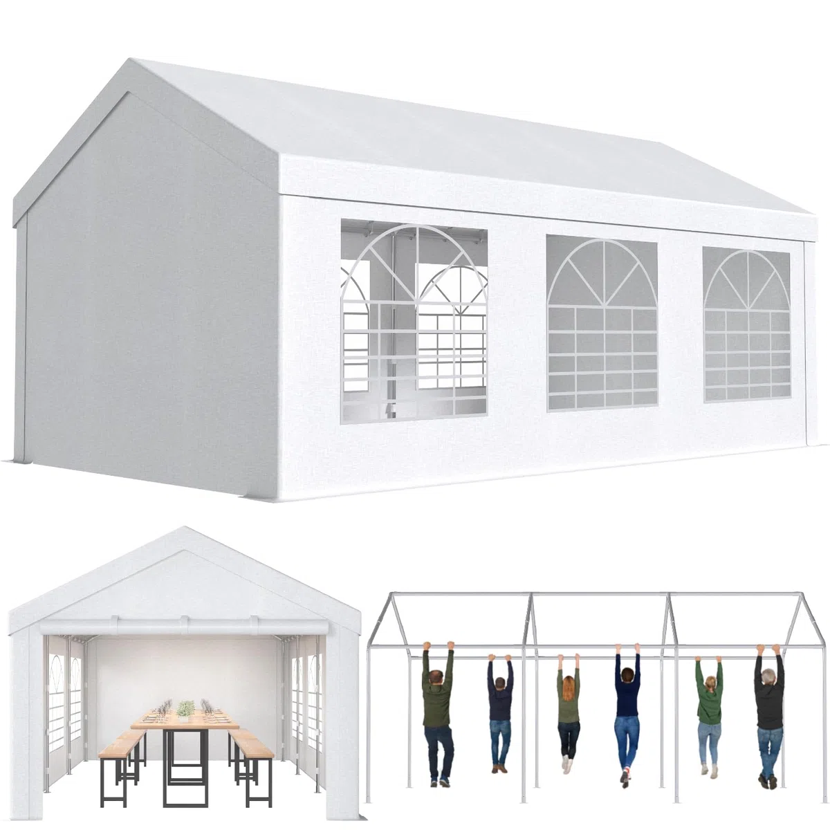 Devoko Tendone per Feste 3x6,Gazebo Esterno Resistente UV 50+,Gazebo da Giardino,Tendone da Esterno per Matrimoni, Feste, Raduni, Riunioni in Giardino,Bianco