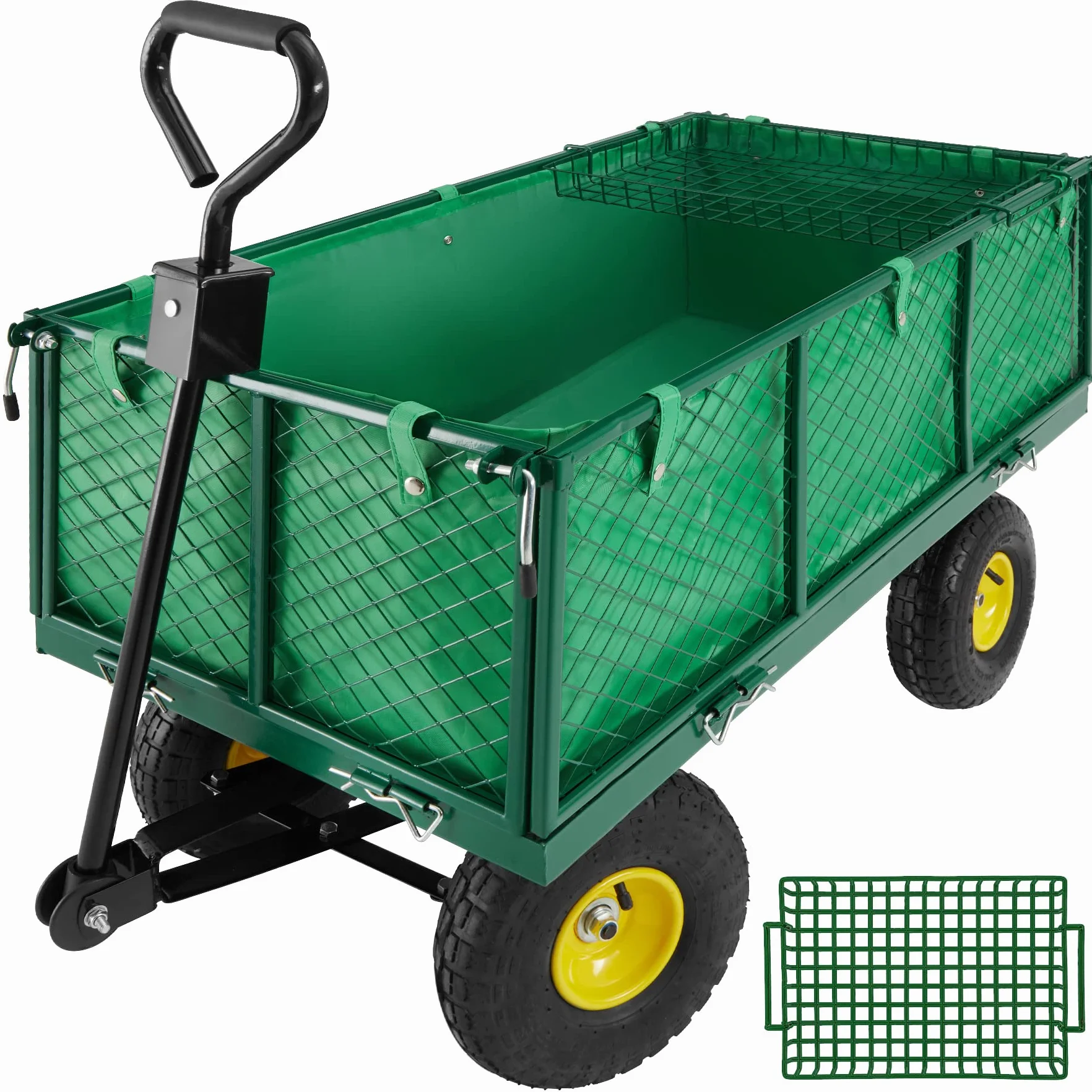 tectake® Carretto Carrello a Mano da Trasporto, Carrello porta attrezzi, Carrello da Giardino, Carrello Trasporto con Ruote, Giardino, carrello porta legna con ruote