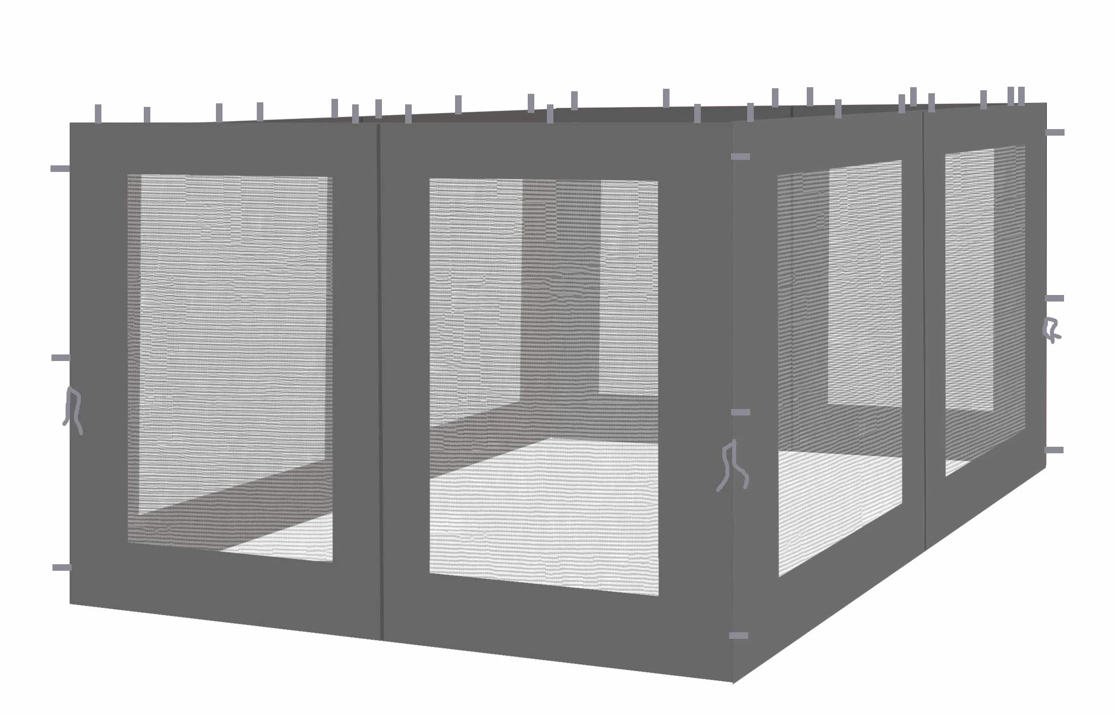 QUICK STAR 4 pannelli laterali con zanzariera 300x195cm Antracite per gazebo 3x3m