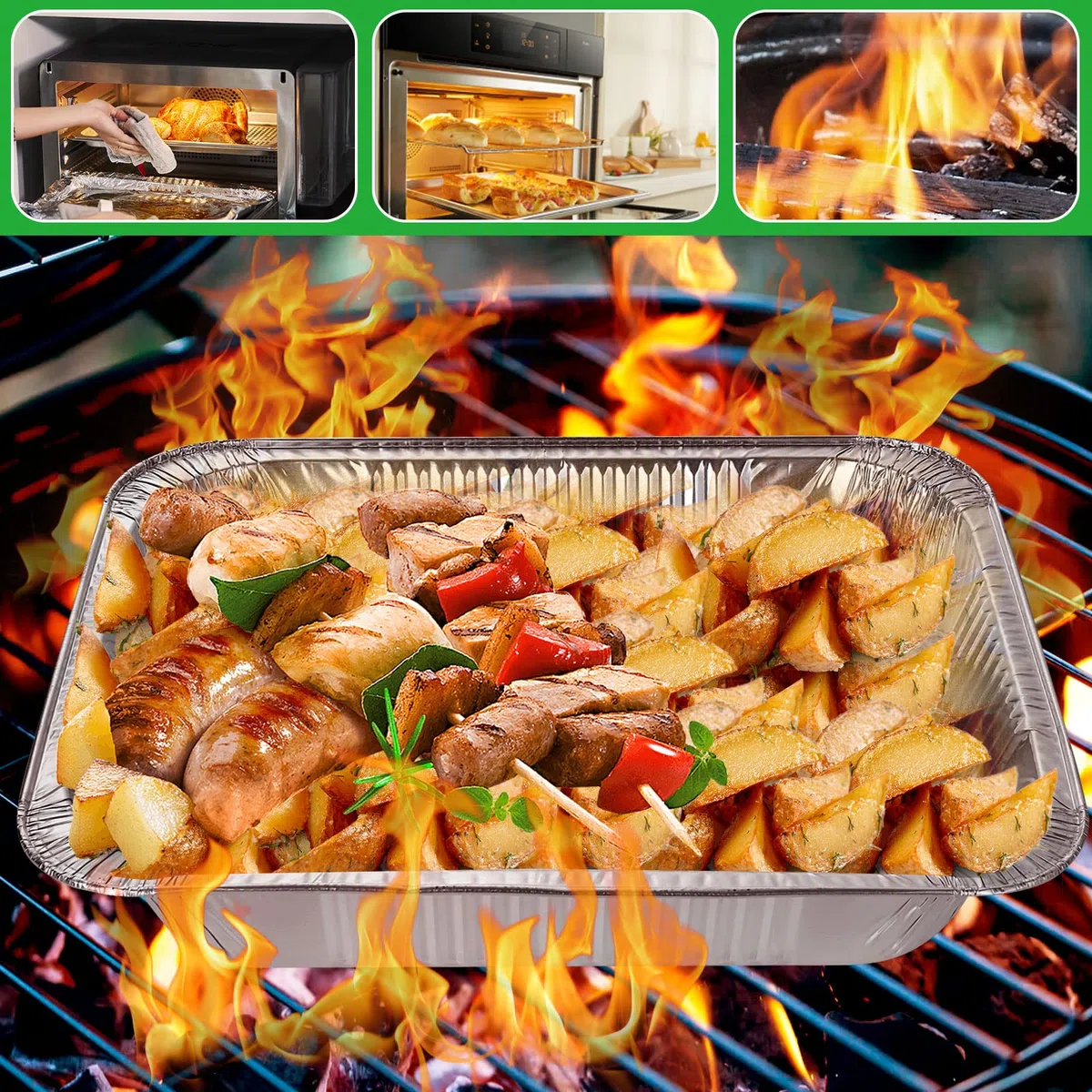 SENENQU 30 Pezzi Teglia Alluminio 3500 ml Senza Coperchio, Teglie Alluminio Usa e Getta per Barbecue Usa e Getta Forno Buffet Griglia Catering e Cucina