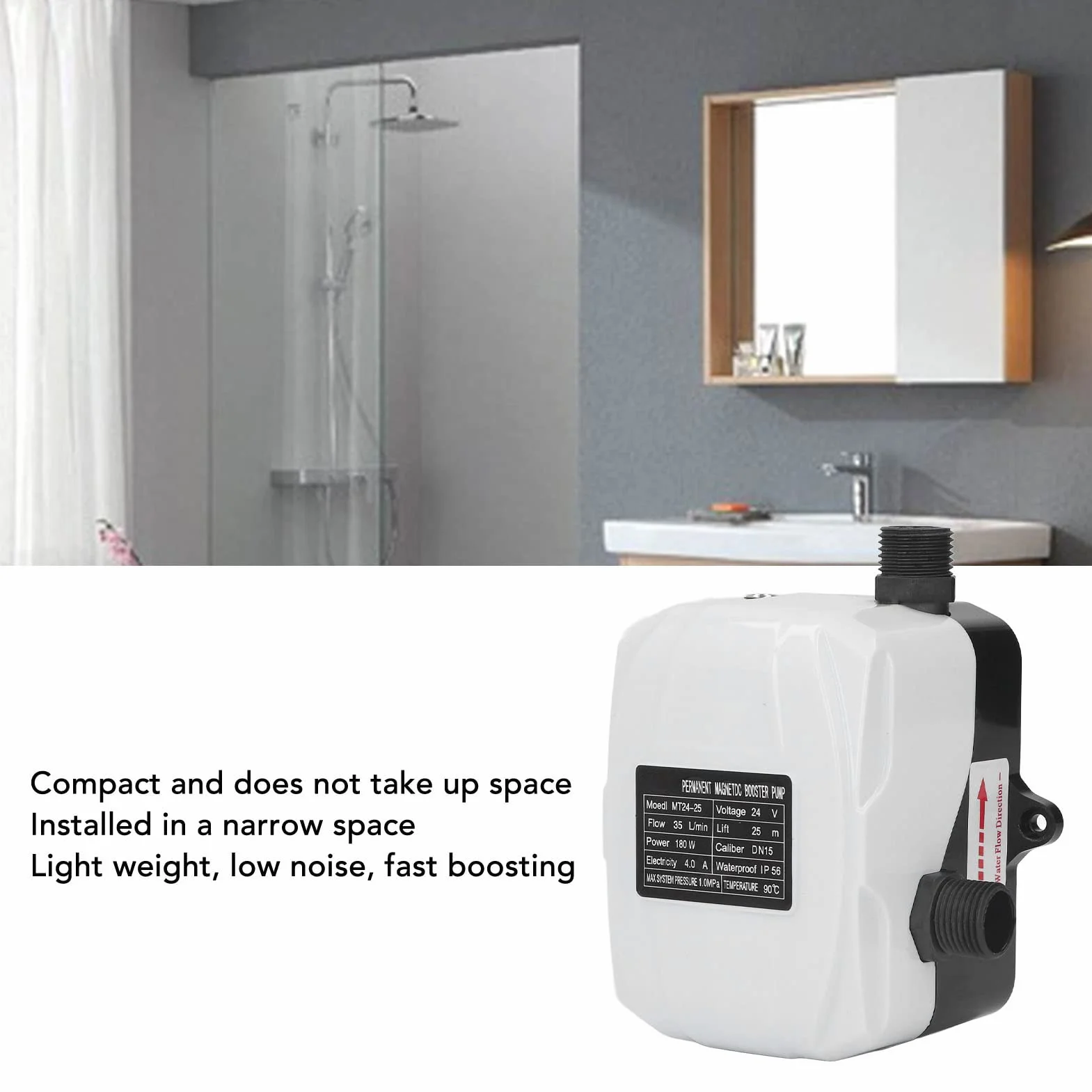 Pompa a Pressione Dell'Acqua Alta 180 W - Booster per Aumento Pressione e Trasferimento Acqua in Camper e Casa