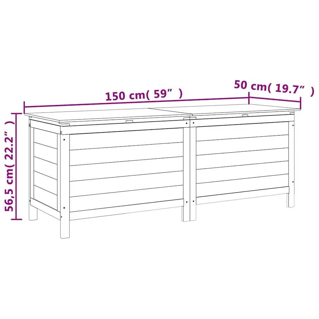 Generico Contenitore da Giardino Antracite 150x50x56,5 cm Massello Abete,Cassapanche da Esterno