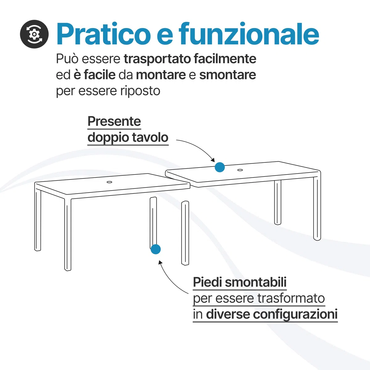 Tomaino - Tavolo Da Giardino Allungabile In Plastica 4-12 Posti - Tavolo da Esterno per Pranzo Rettangolare o Quadrato - Per Giardino, Veranda o Balcone - Bianco