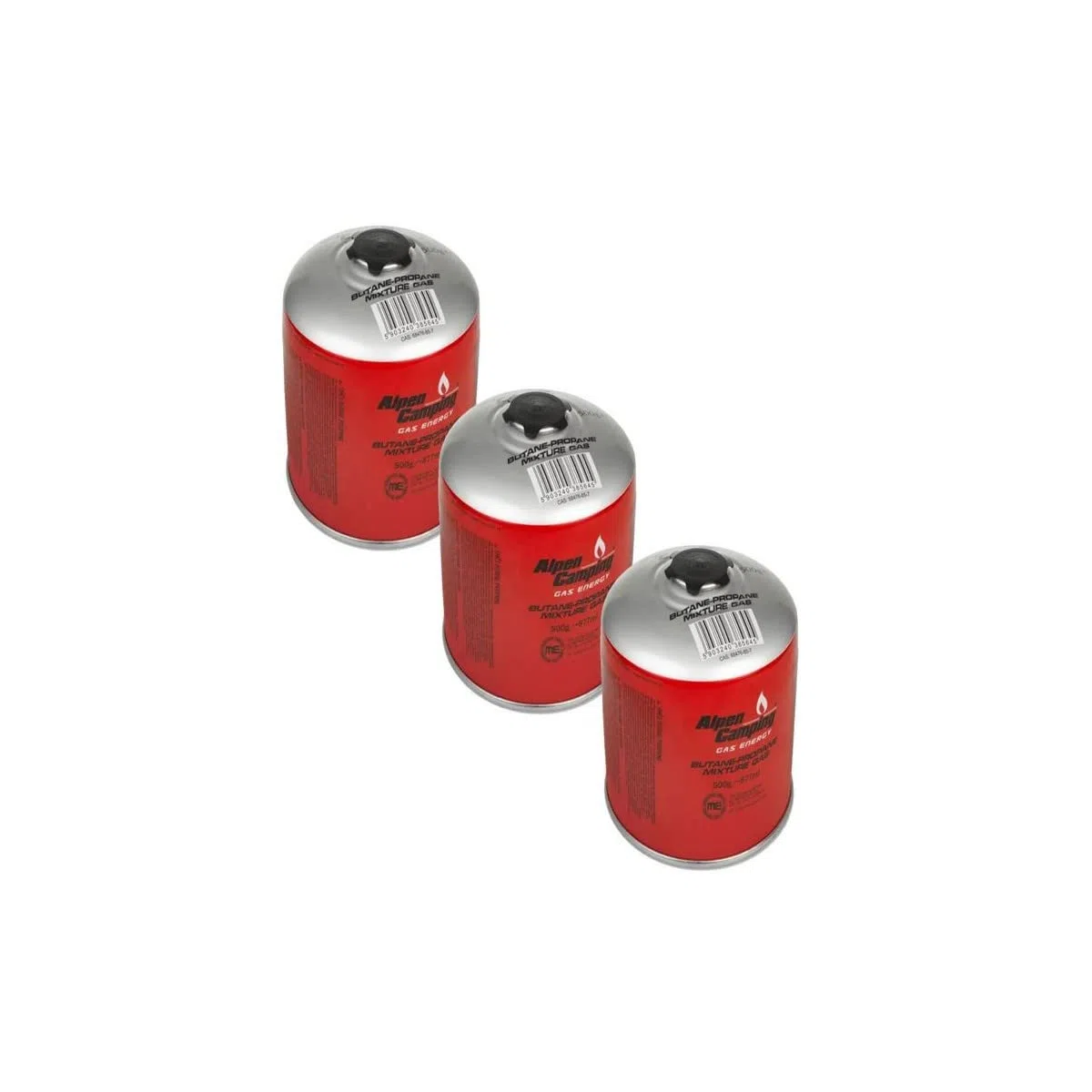 ALPENTECH | Confezione da 3 Cartucce di Gas 500g Universali con Valvola 7/16 | Butano/Propano (MIX) ad Alte Prestazioni per Fornello, Lampada a Gas per Campeggio e Bivacco | Conforme EN417