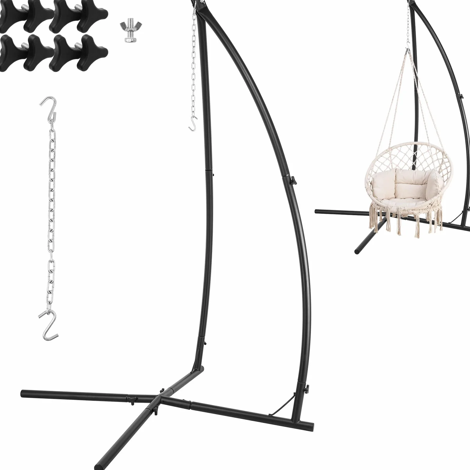 Struttura per Amaca,Supporto per Sedia Sospesa,Supporto per Amaca,Telaio per Poltrona Sospesa,Supporto per Sedia Amaca,Carica 110KG, per Sedia a Uovo,Sedia Dondolo,Sedia Sospesa,per Balcone,Giardino
