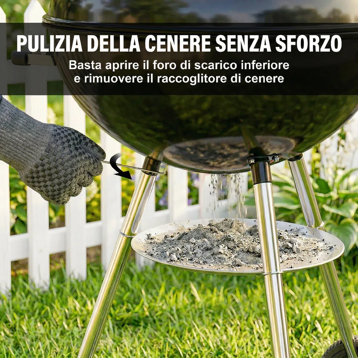 Outsunny Barbecue Carbonella Rotondo Kettle, BBQ Carbonella Portatile con Coperchio, Griglia Ø53.5cm, 2 Scatole Carbone, Ripiano, Termometro, Sfiati Regolabili, Portacenere, Manici, Ruote per Giardino