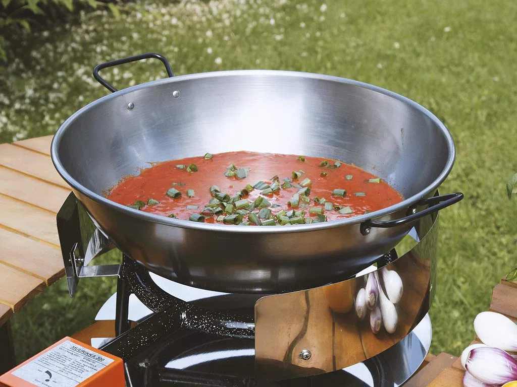 MUURIKKA - Padella per wok in acciaio, 50 cm, per barbecue, campeggio, gas, elettrico, a fuoco aperto