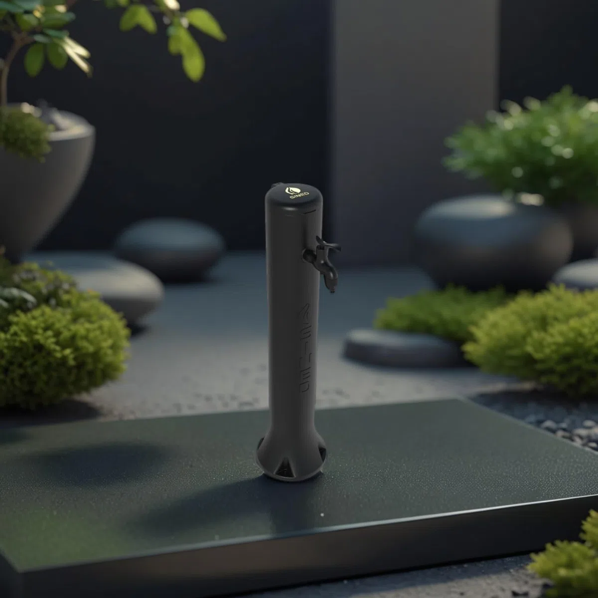 Sined Tritone Fontanella da Giardino in Hdpe con Predisposizione per Attacchi Rapidi Nera Altezza 100 Cm Realizzata in Hdpe