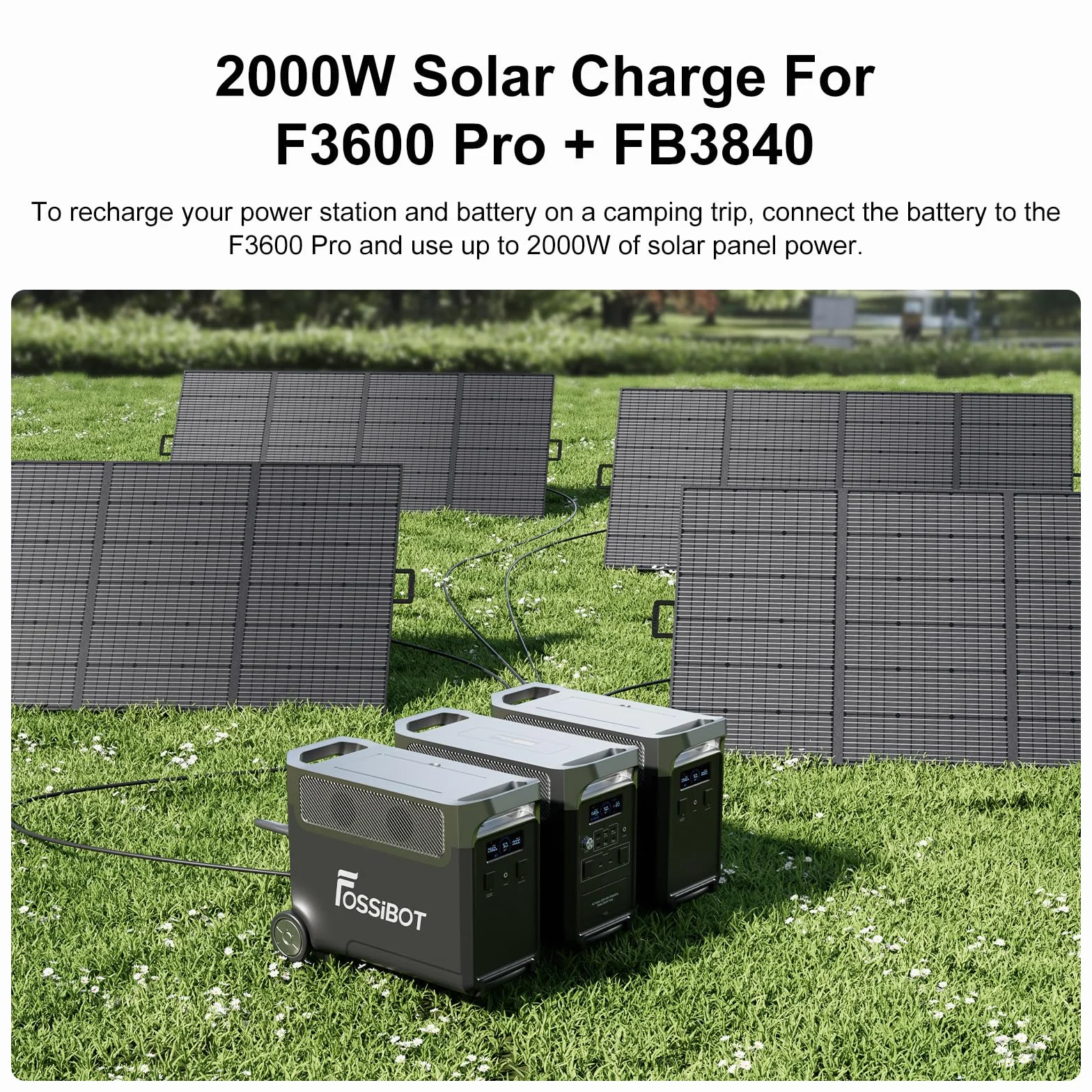 FOSSiBOT F3600 Pro Centrale Elettrica Portatile Pannello Solare 420W, Batteria LiFePO4 3840Wh, Espandibile 11,52kWh, Generatore Solare, Uscita CA 3600W Power station per Campeggio Famiglia