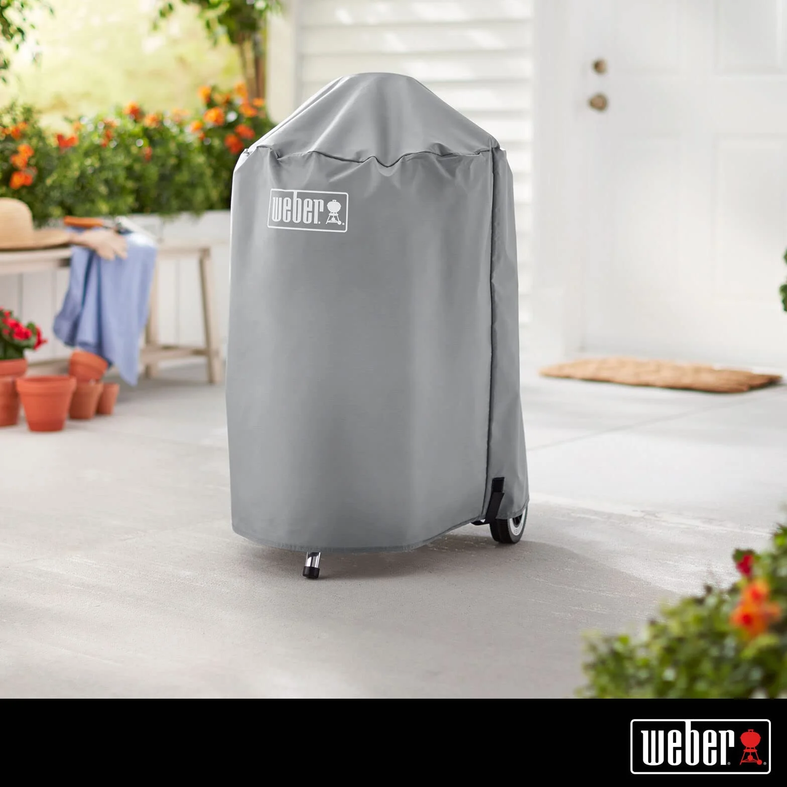 Weber Custodia per barbecue/per barbecue a carbone da 47 cm, tessuto leggero resistente all'acqua con cinghie di fissaggio, grigio, 52 x 58,5 x 89 cm