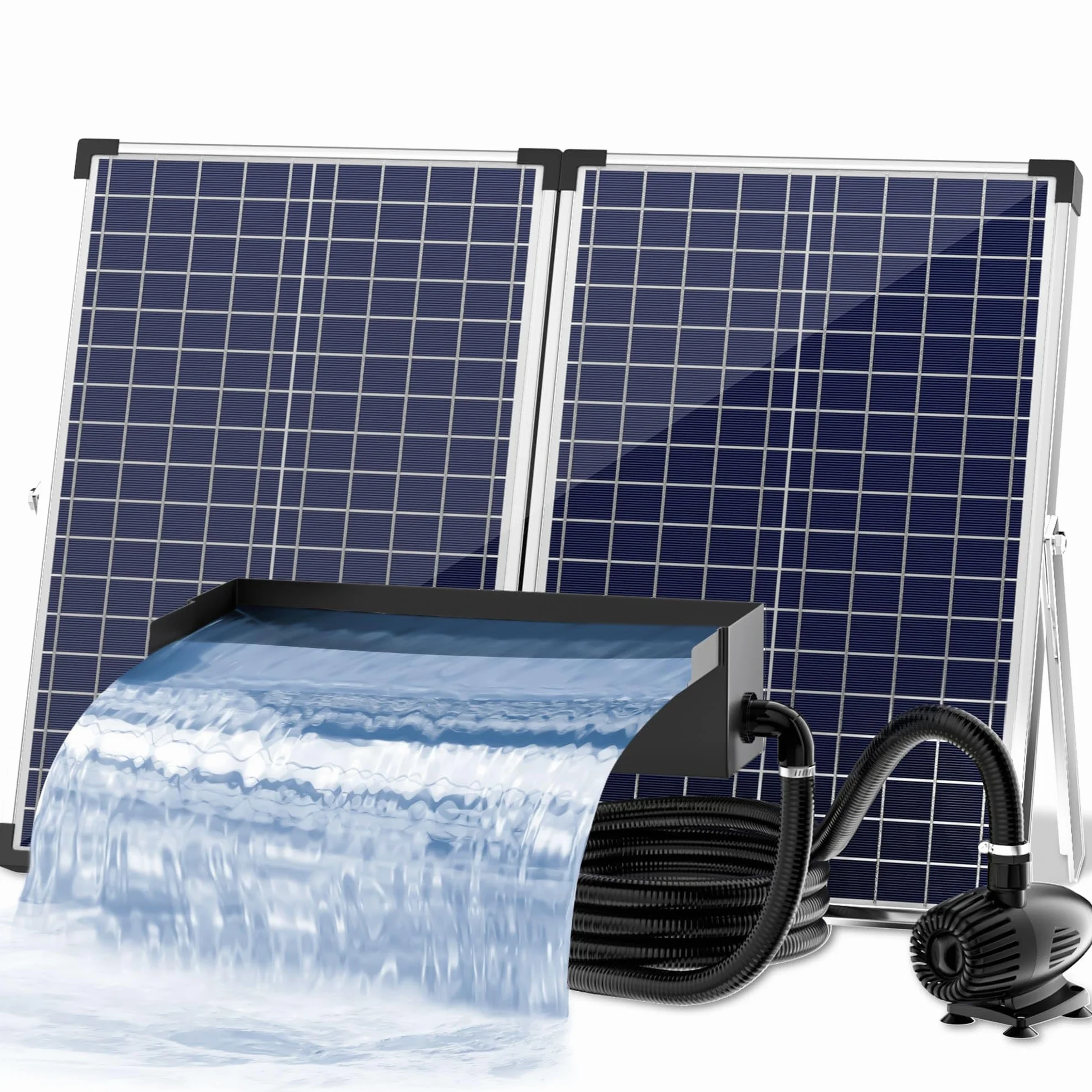 Biling Set di cascate per laghetto a energia solare, 70 W, 30 cm, in acciaio inox, a cascata e a tubo durevole, decorazione per laghetto, piscina, ruscello, laghetto da giardino, terrazza, fai da te