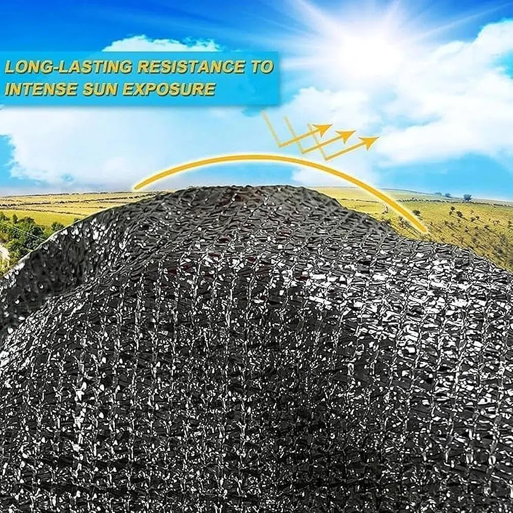 Rete di ombreggiatura 4 x 4 m, protezione solare con occhielli, 90% effetto ombreggiante, rete parasole per giardino, rete parasole nera