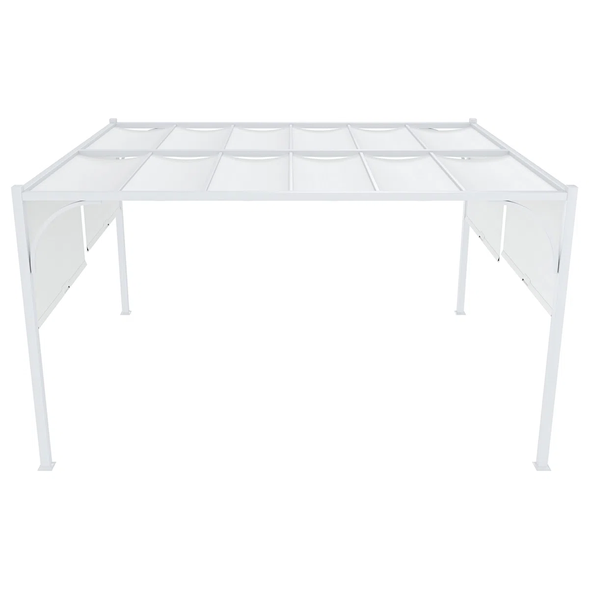 Gazebo Pergola 3x4 M Tetto Scorrevole Telo Bianco Impermeabile Retrattile Struttura Acciaio Bianco Giardino Terrazzo Piscina Esterno Campeggio Design Elegante Moderno