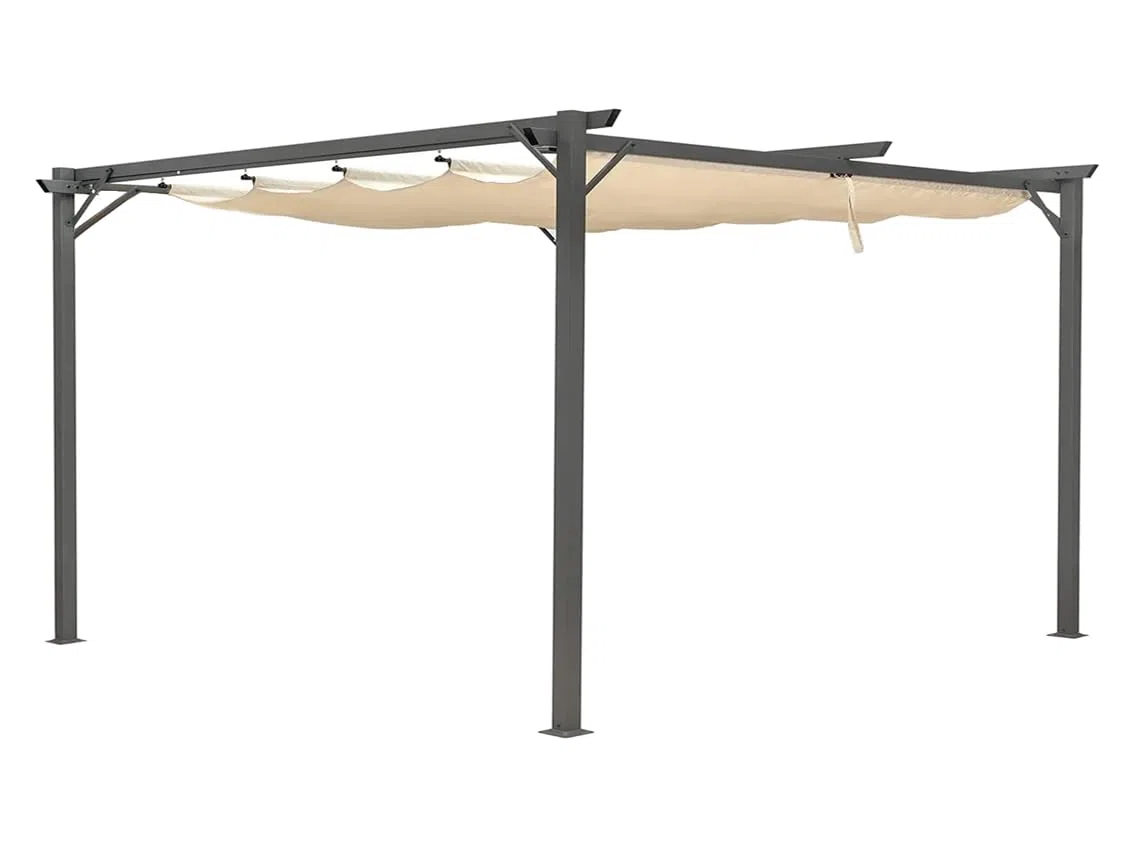 Gazebo Pergola in Acciaio e Alluminio con Tetto Retrattile Impermeabile (3X4 MT)