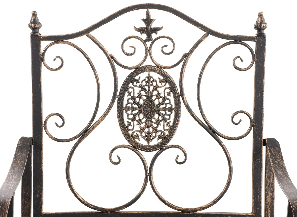 CLP Sedia da giardino Punjab in stile rustico, in ferro laccato, extra robusta, Colore:bronzo