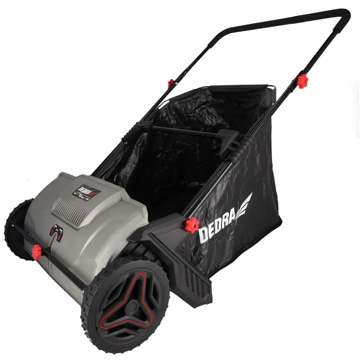 Spazzatrice manuale per prato, raccoglitore per foglie e prati DEDRA, larghezza di raccolta 530 mm, sacco da 100 l, ruote robuste da 250 mm, leggero e maneggevole 7 kg, manubrio regolabile