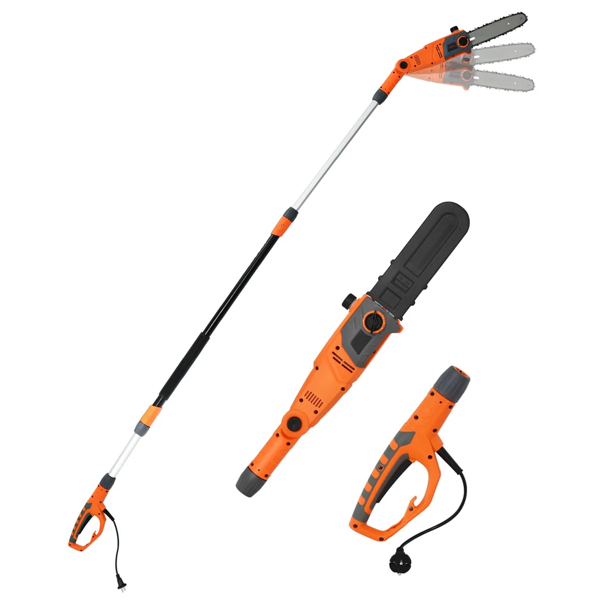 SOARS Potatore Telescopico Elettrica 750W, Sega Potatrice, Lama 20 cm di Lungezza e 60° di Inclinazione, Lunghezza Regolabile 212-286 cm, Velocità di Taglio 11 m/s