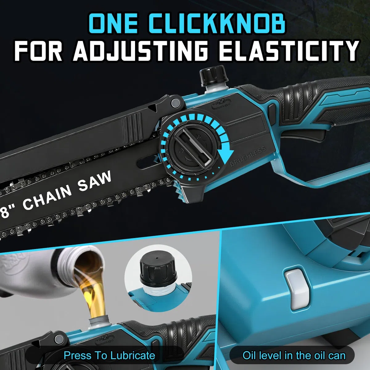 Sega da potatura professionale compatibile con Makita 18V, 8 pollici Brushless 2 in 1 Sega da potatura con manico telescopico e telescopico elettrico Altezza di lavoro (Senza batteria)