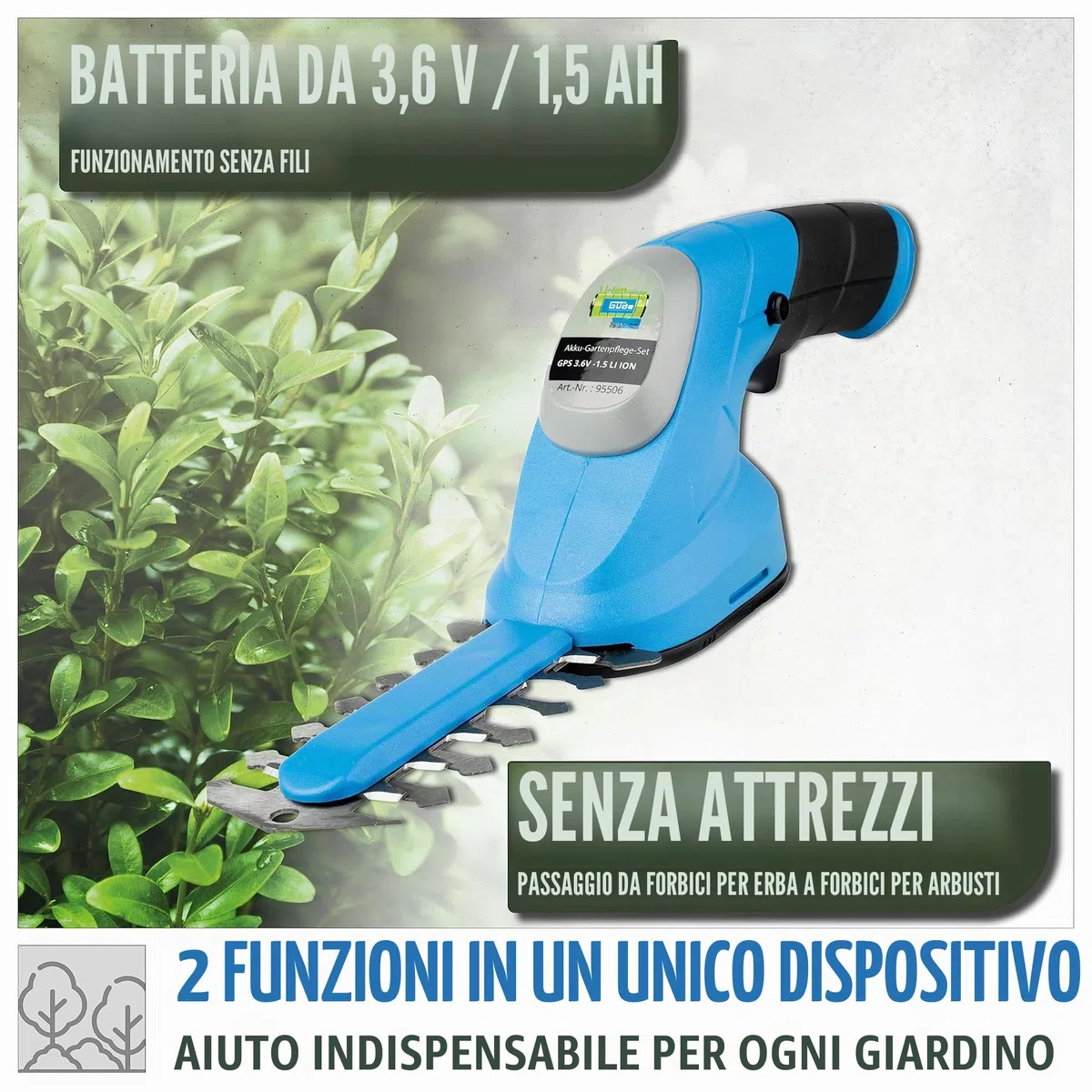 Güde GPS 3,6V-1.5 LI-Ion Batteria per la Cura del Giardino, Blu