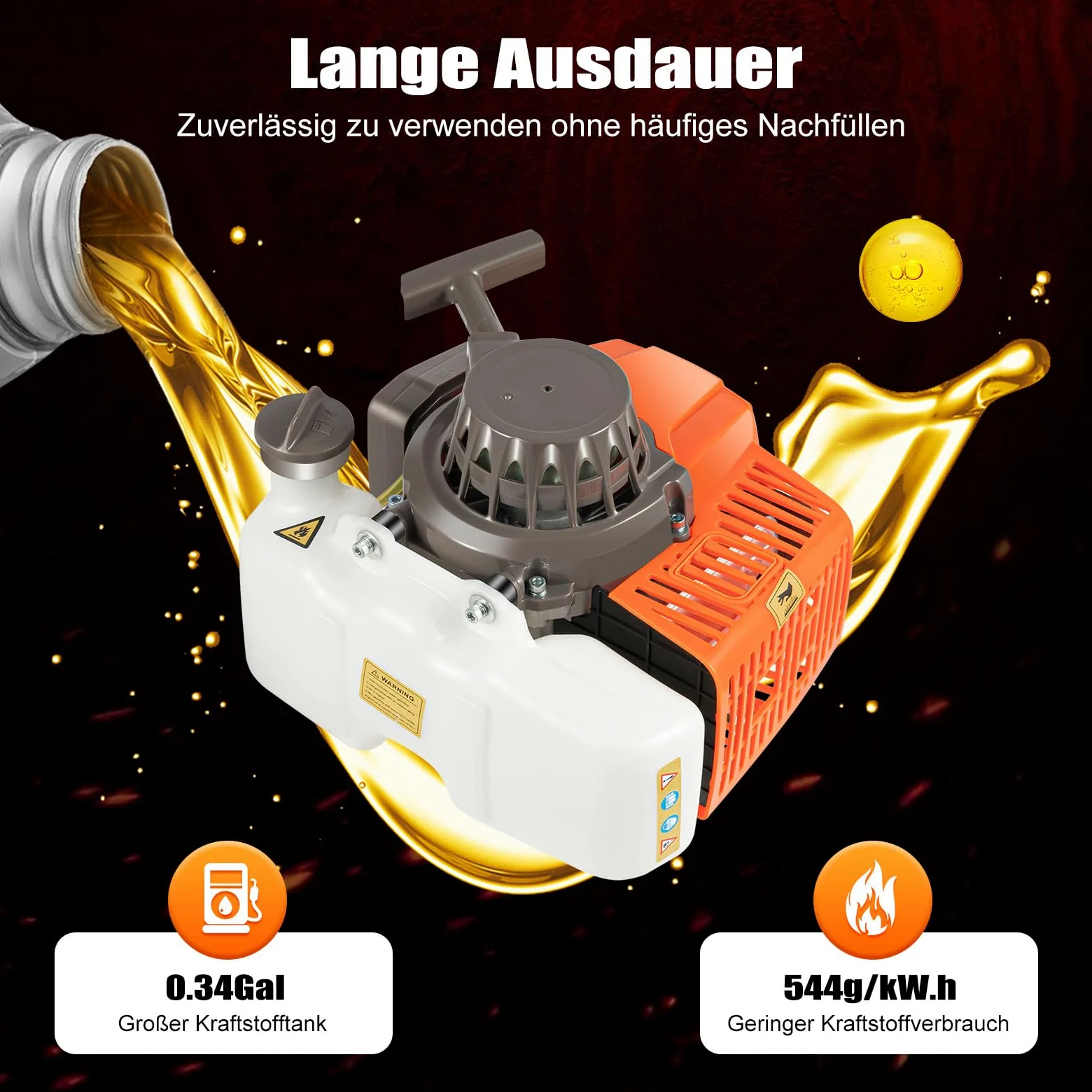 63CC - Trapano a benzina a due tempi, con carrello manuale, trapano per pali con punta da 30 cm, trapano a benzina, adatto per lavori di perforazione in giardino e altri lavori di perforazione