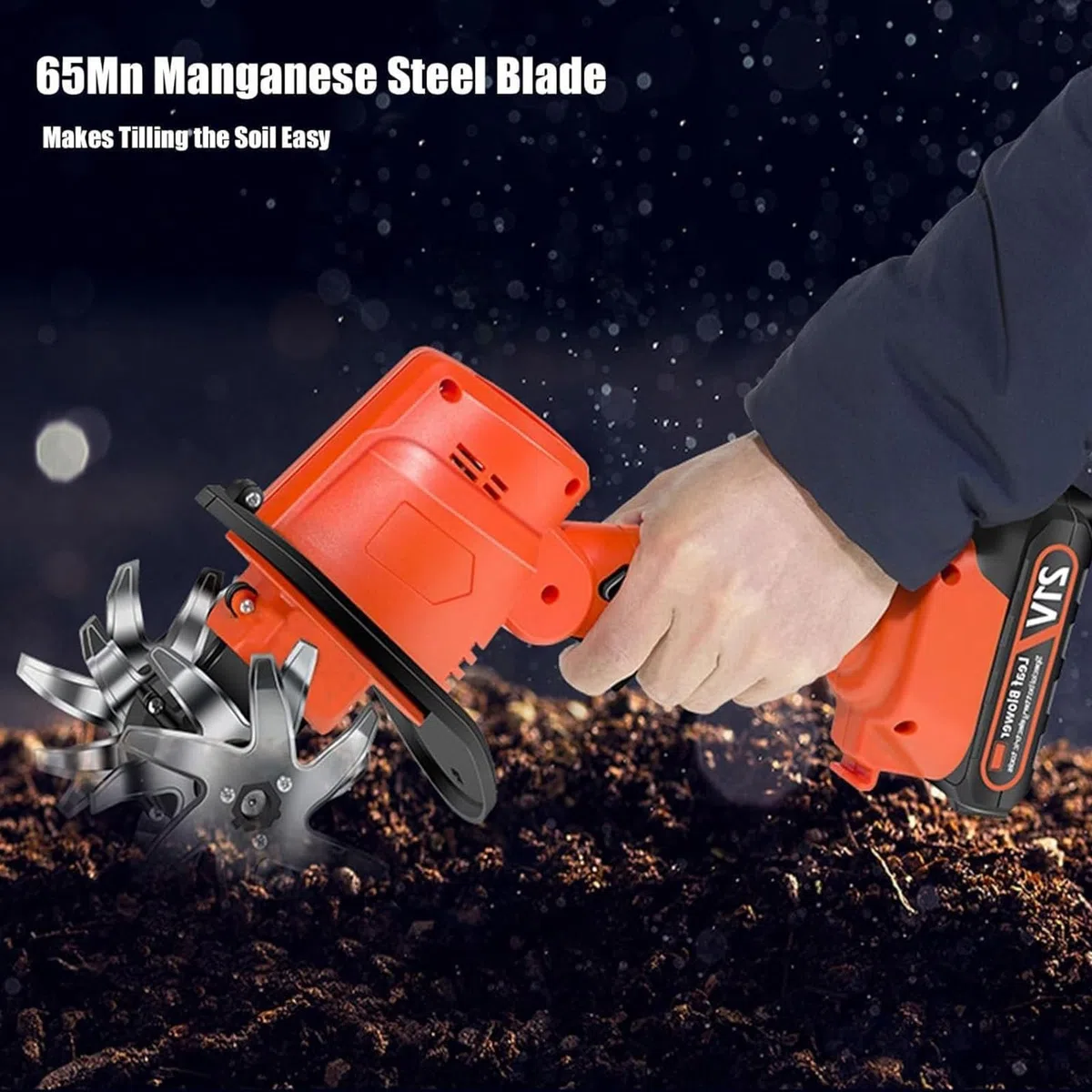 Motozappa Elettrica Da Giardino Senza Fili – Motocoltivatore 21V Con 2 Batterie, Denti In Acciaio A 4 File, Profondità 10cm, Asta Estensibile Da 1,3M – Per Smuovere Il Terreno, Diserbo & Serre