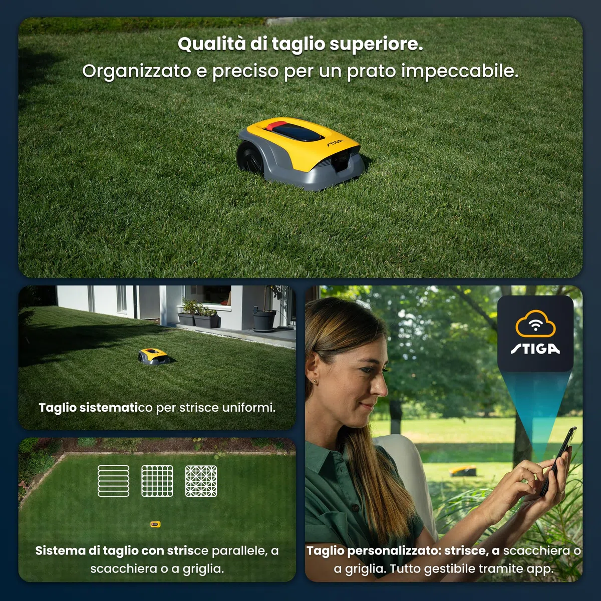 STIGA A 10v a Robot Tagliaerba, 25,2 V, 18 cm – Telecamera AI Integrata, Navigazione Autonoma Senza Cavi, App STIGA.GO – Prati fino a 1.000 m²