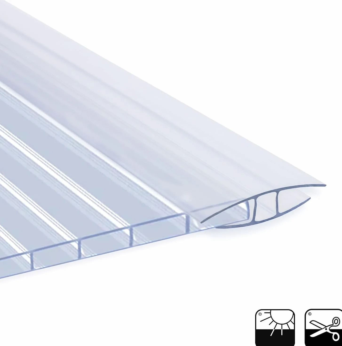 KARAT - Piastre alveolari in PVC traslucido per serra, giardino e veranda - Resistente ai raggi UV e impermeabile - Kit di 14 piastre e 14 connettori - 60,5 x 121 cm, spessore 4 mm