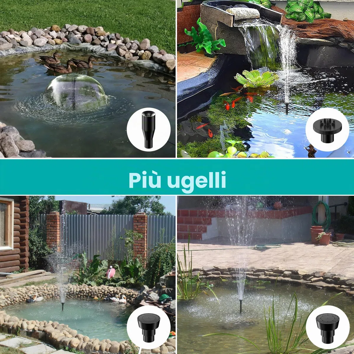 Biling Filtro solare per laghetto completo con pompa, 20 W, 875 l/h, pompa solare per laghetti e cascata fino a 1200 l, gioco d'acqua solare, fontana solare per esterni, piscina, giardino