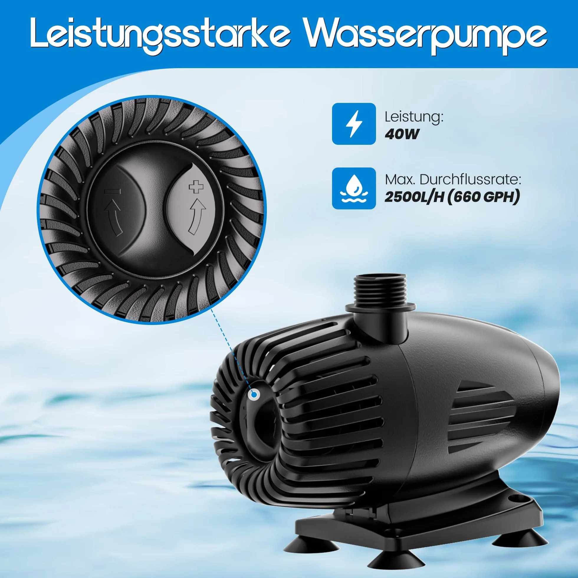 Biling Set di cascate per laghetto a energia solare, 70 W, 30 cm, in acciaio inox, a cascata e a tubo durevole, decorazione per laghetto, piscina, ruscello, laghetto da giardino, terrazza, fai da te