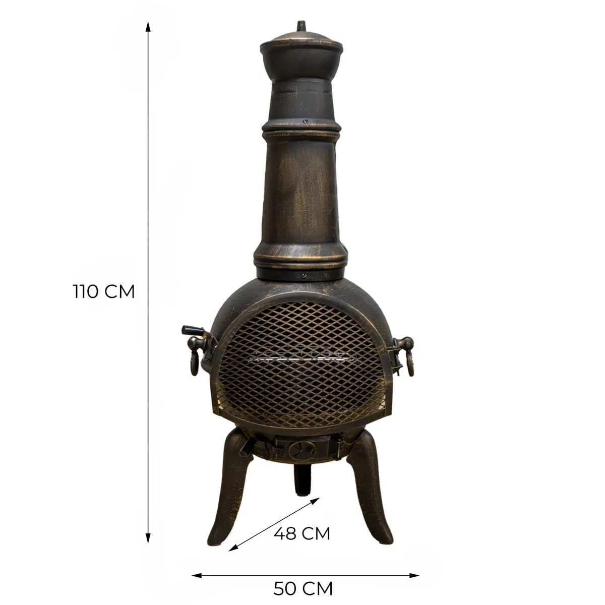 MonsterShop - Caminetto da Giardino Braciere da Esterno Ciminiera con Canna Fumaria e Griglia per Barbecue