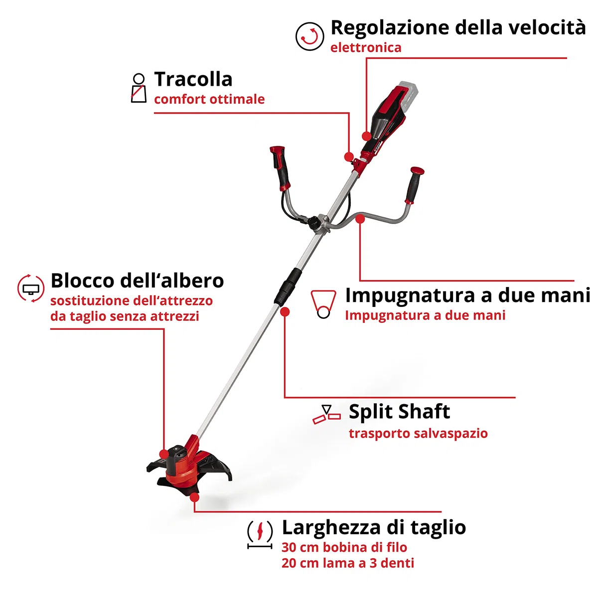Einhell AGILLO 18/200 - Solo Decespugliatore a batteria Power X-Change (18 V, lama a 3 denti, taglio 20 cm, rocchetto a filo 8m, taglio 30 cm, senza batteria e caricabatteria)
