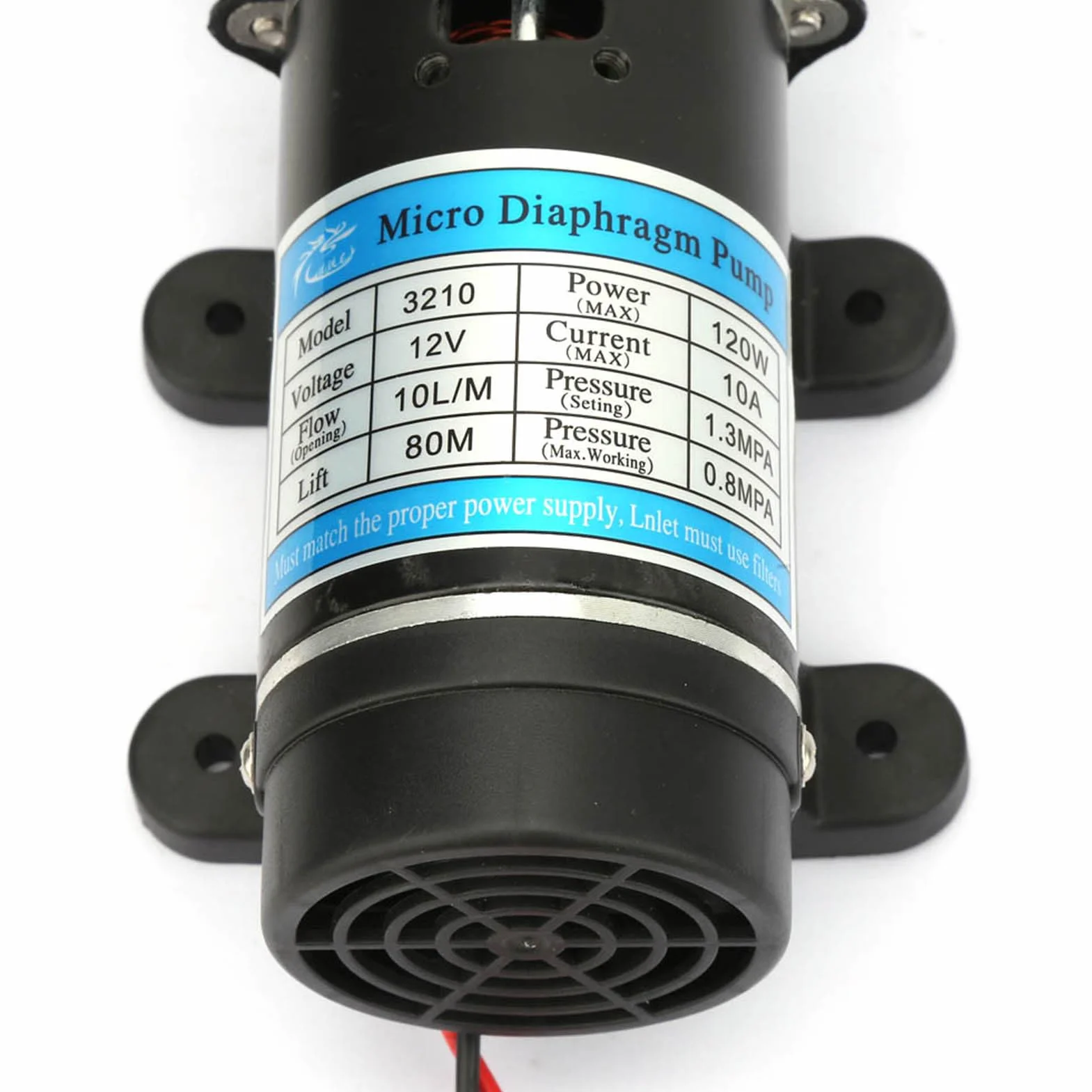 Pompa Acqua Ad Alta Pressione 12V 120W con Pressostato, Autoaspirante e Protezione Surriscaldamento, per Irrigazione Giardino e Idropulitrice Portatile