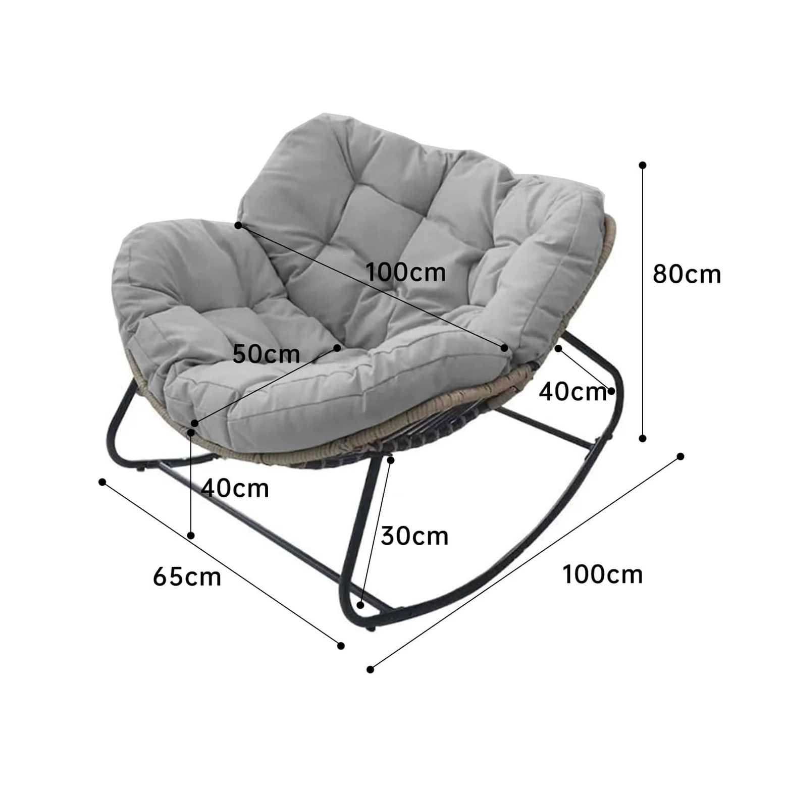 Sedia a dondolo da esterno, sedia a dondolo a forma di uovo da patio, sedia Papasan for interni, poltrona in vimini in rattan, sedia reale moderna for camera da letto, soggiorno, portico, giardino, pr