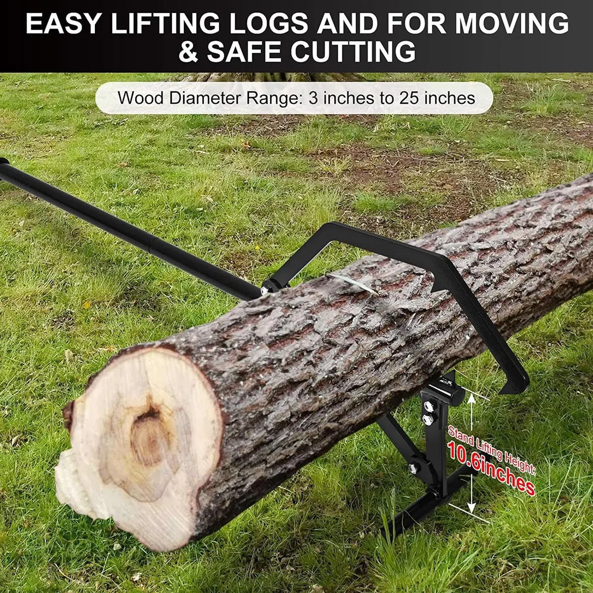 Sollevatore per legno in acciaio con gancio regolabile - Log Lifter per rotolare e sollevare tronchi senza Timberjack 51 pollici