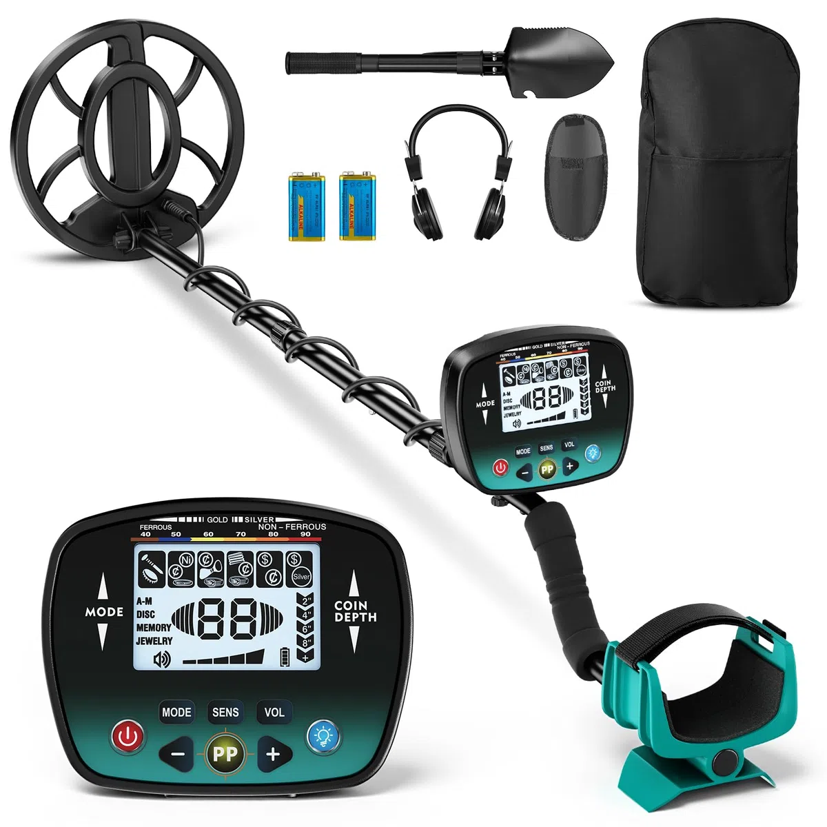 Metal Detector Professionale, 2025 Nuovo Modello Pieghevole, 5 Modalità ad Alta Precisione, Bobina Impermeabile IP68, Display a Colori, Sensibilità Regolabile, Chip DSP Avanzato