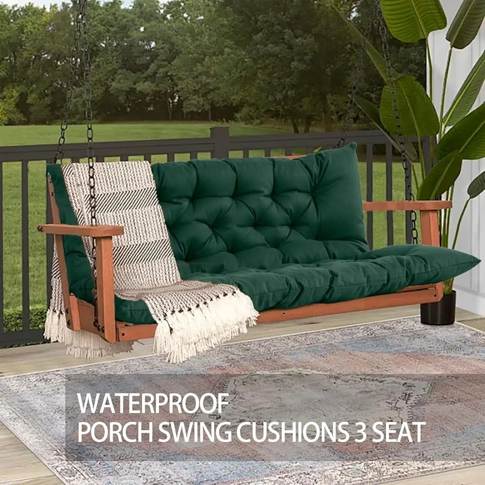 Cuscini per Dondolo da Esterno 3 Posti Impermeabili, Cuscino per Dondolo da Veranda con Fasce Sostituibili, Cuscini per Panca per Mobili da Giardino con Schienale per Prato e Giardino (Colore