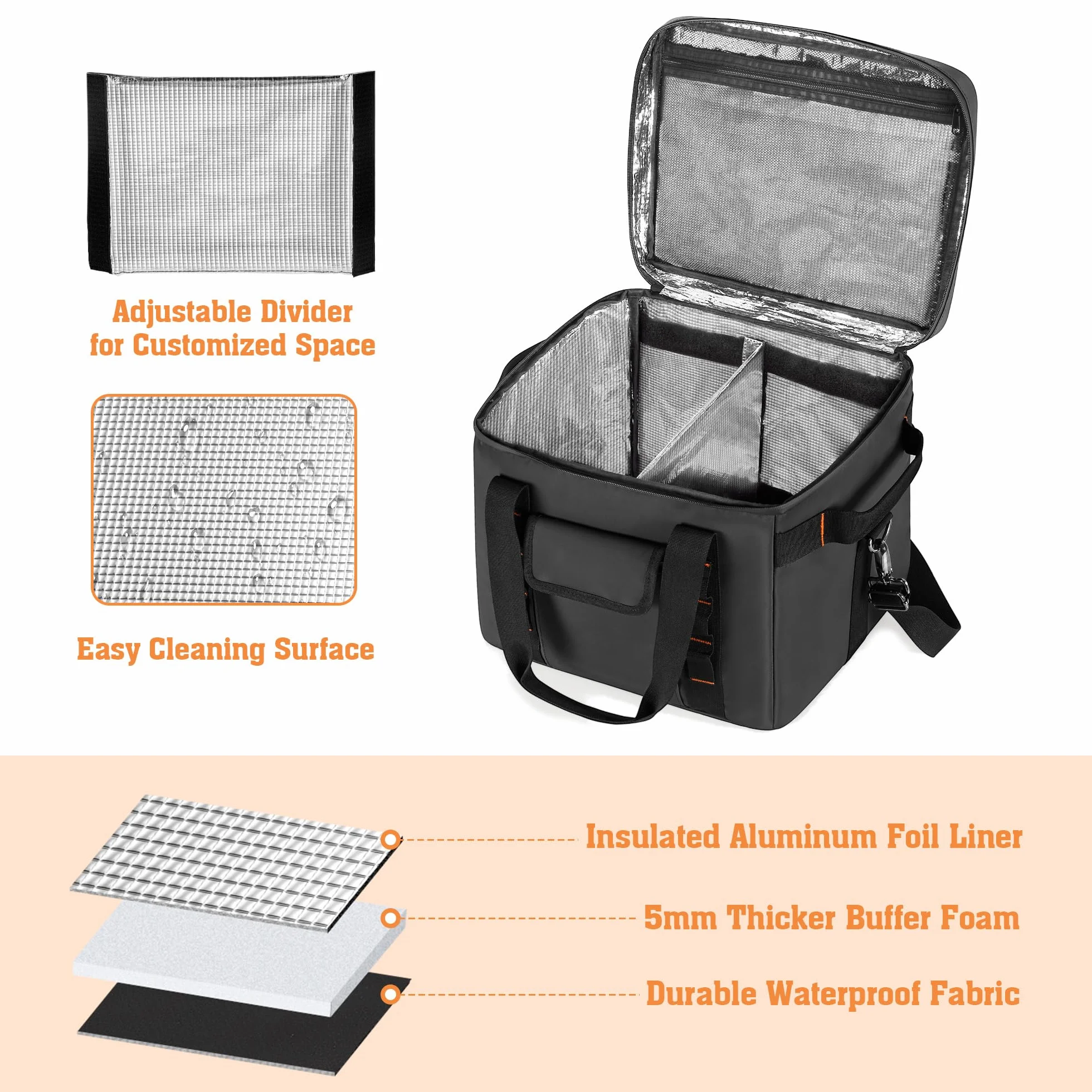 Trunab Custodia da Trasporto Resistente all'Umidità Compatibile con Jackery Explorer 300/500/1000/1000 Pro/ECOFLOW River2/River2 Pro/River2 Max, Borsa per Generatore Scolastico con Divisori Regolabili