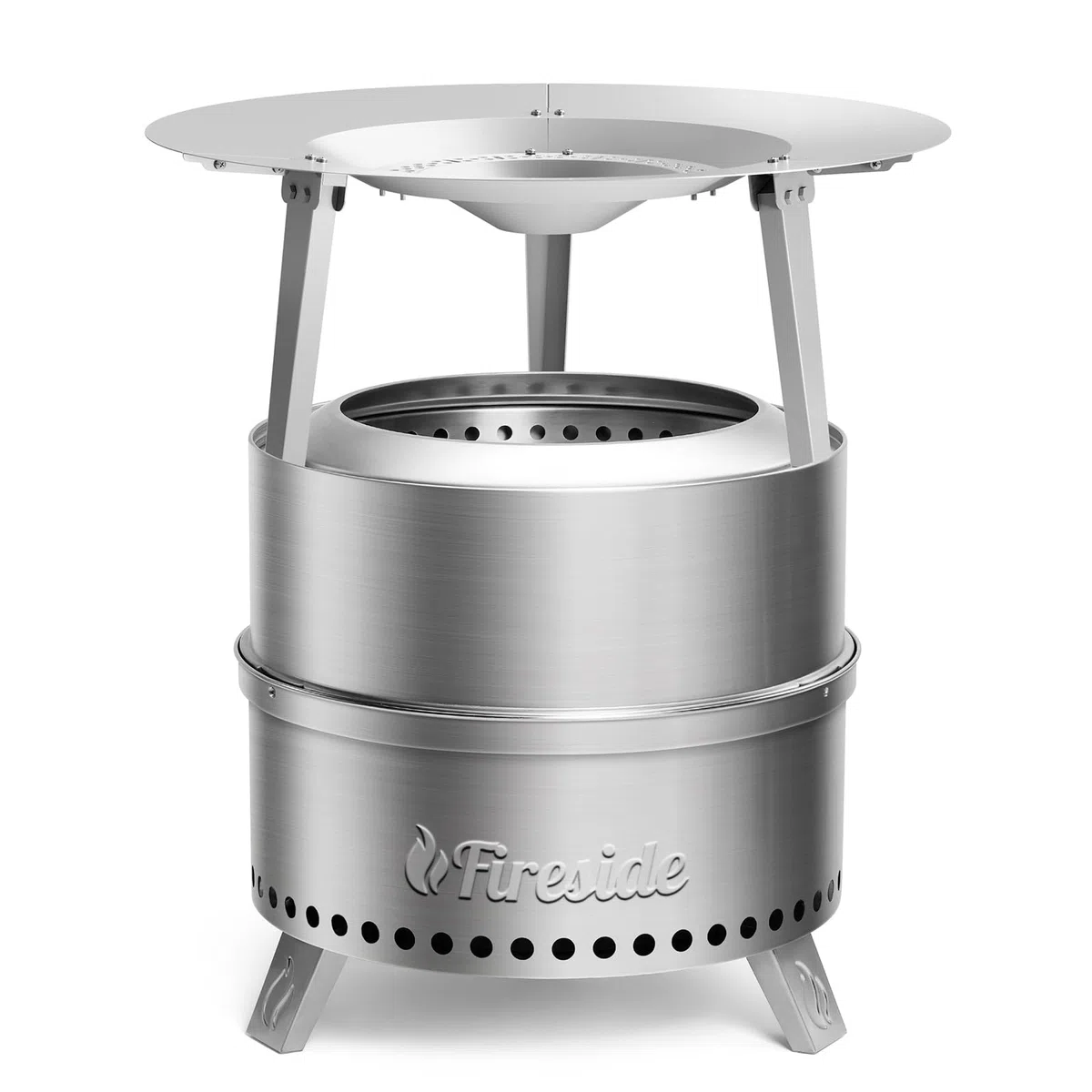 TURBRO Fireside Pluto - Deflettore di calore per braciere da 19/49,5 cm e braciere R19, reindirizza il calore verso l'esterno, accessorio in acciaio inossidabile 304 con manici e gambe pieghevoli, per